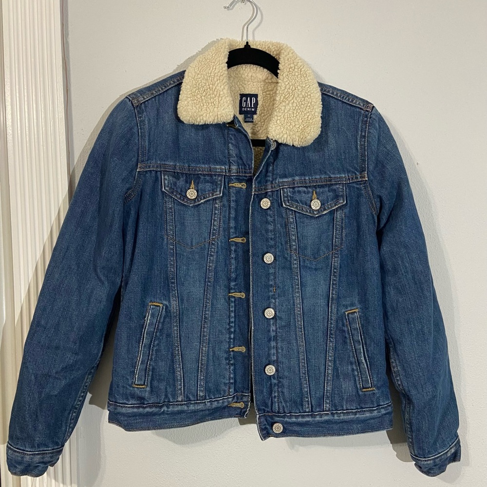 GAP Denim Jacket with Cream Sherpa Lining